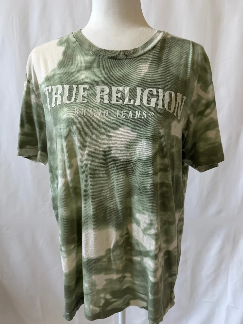 True Religion Green Tie Dye Logo Graphic Tee Size Large